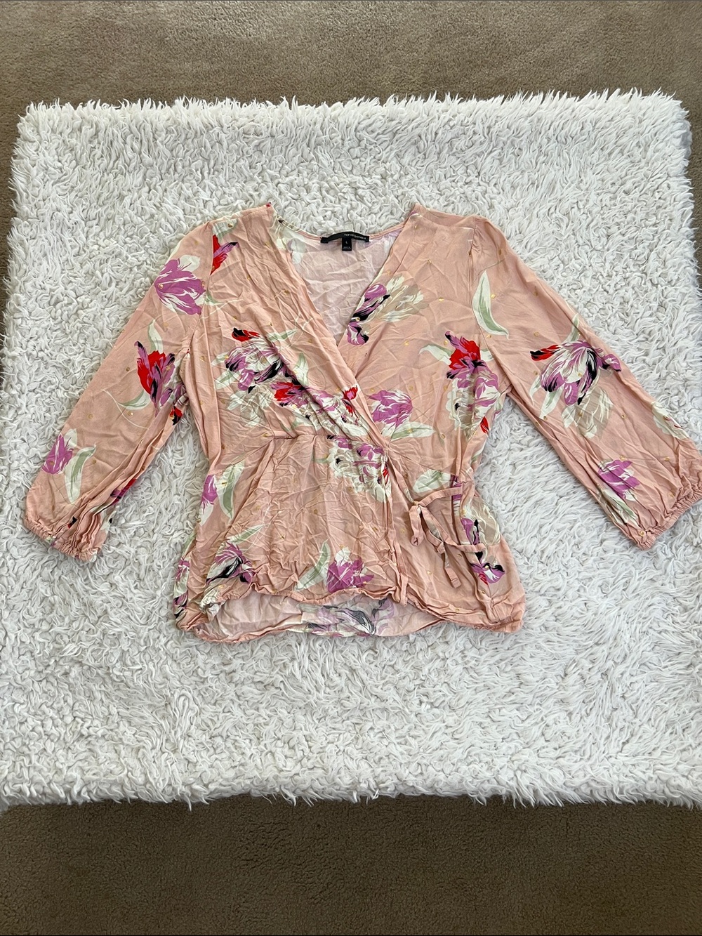 Harve Benard Floral Pink Blouse Casual 3/4 Sleeve